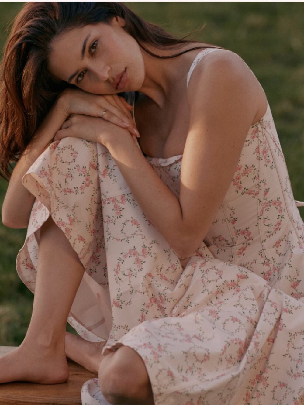 House of CB Mariabella Cream Floral Print Cotton Midi Sun Dress Size Small NWT - Picture 3 of 12